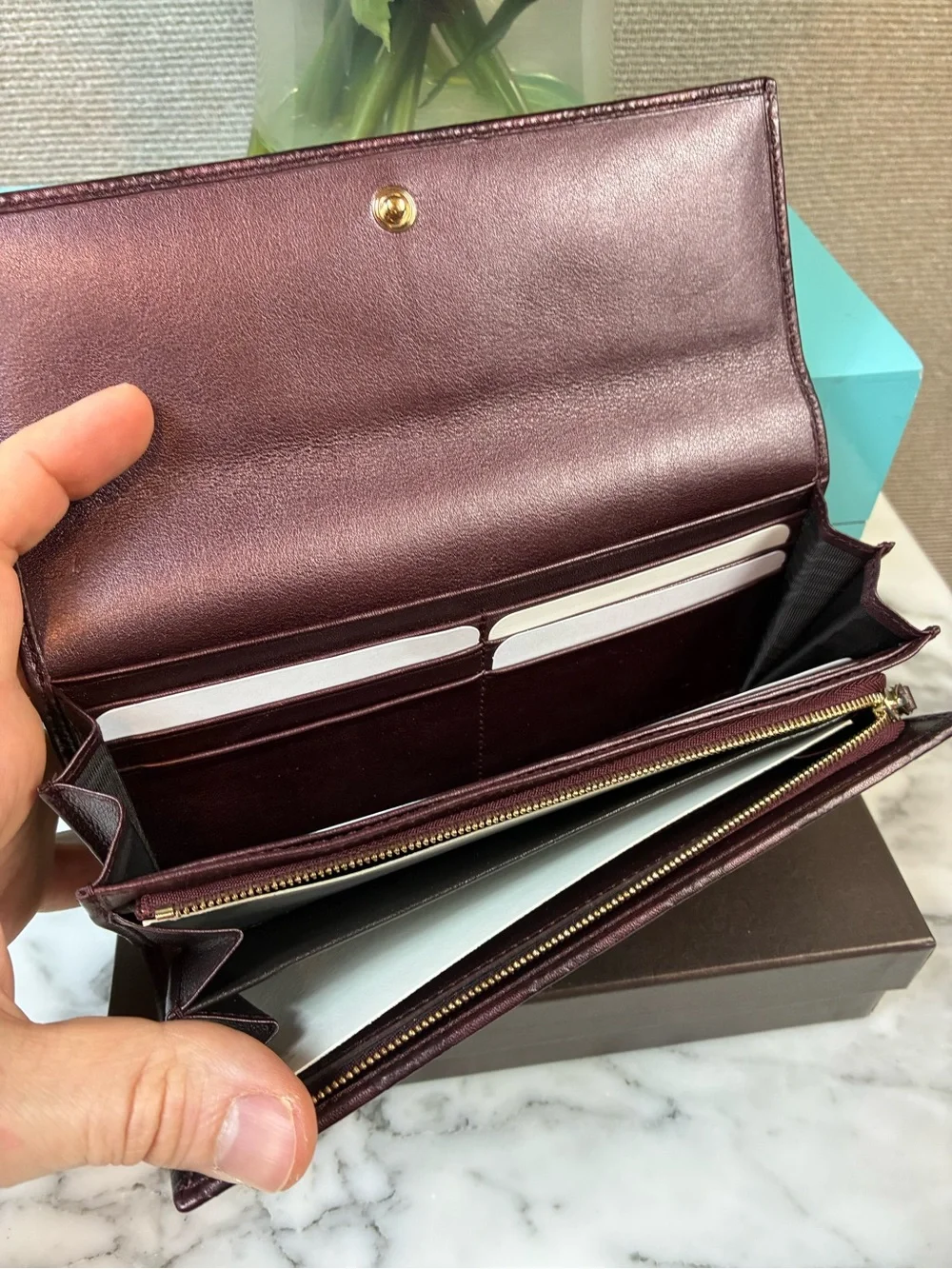 Gucci GG Dark Merlot Leather Snap Closure Wallet - NWOT Brand New Authentic - Picture 8 of 15
